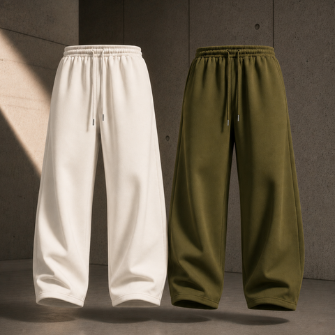 WHITE & OLIVE GREEN OVERSIZED JOGGERS