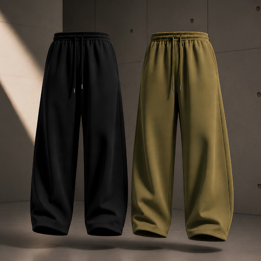 BLACK & OLIVE GREEN OVERSIZED JOGGERS
